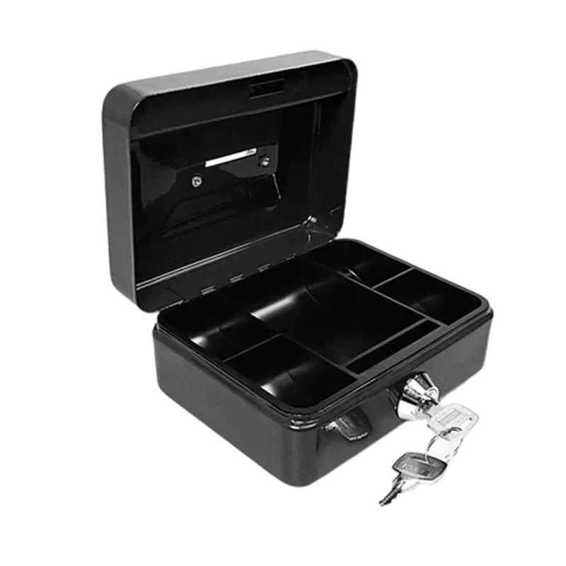 10 Inch Cash Box With 2 Keys Change Tray Lockable Metal Cash Deposit Box for Perfect Secure Storage Random Colours