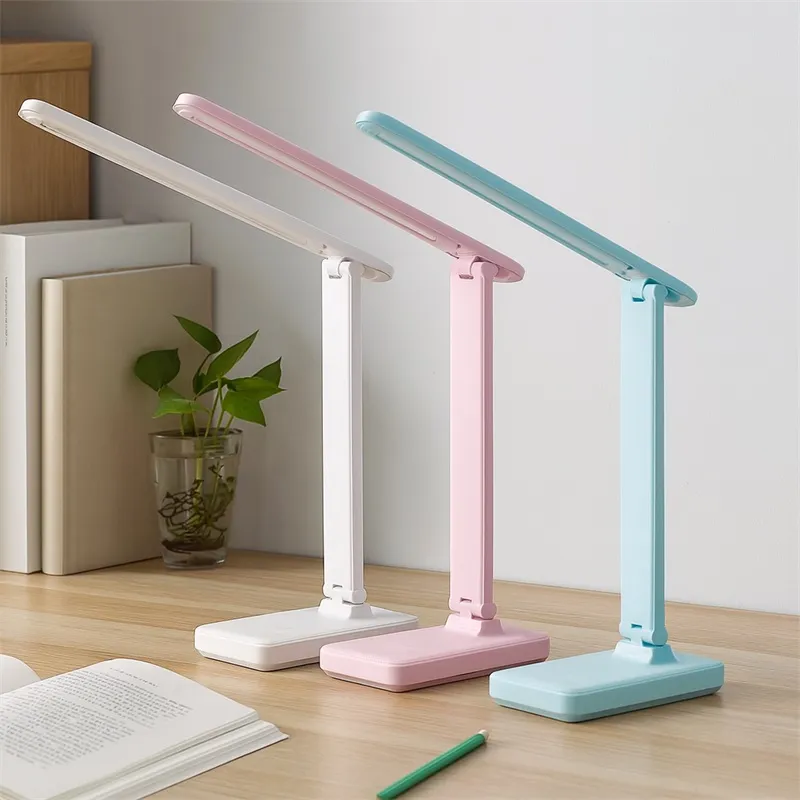 Lamp LED Desk Lamp with Phone Holder Foldable Desk Light Rechargeable Reading Lamp Touch Control Study Light T60 Random Color