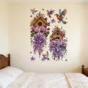 3D Effect Wall Stickers Bird Floral Pattern Wall Sticker Living Room Door Decor 23.8 x 13.7 Inch Random Designs Sent