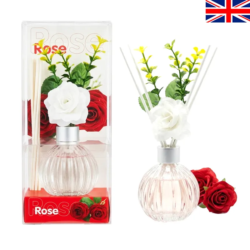 White Polyester Stick Aroma Diffusers Set  Air Fresheners With Fake Flower Scented Diffuser Home Fragrance for Bathroom Bedroom Living Room