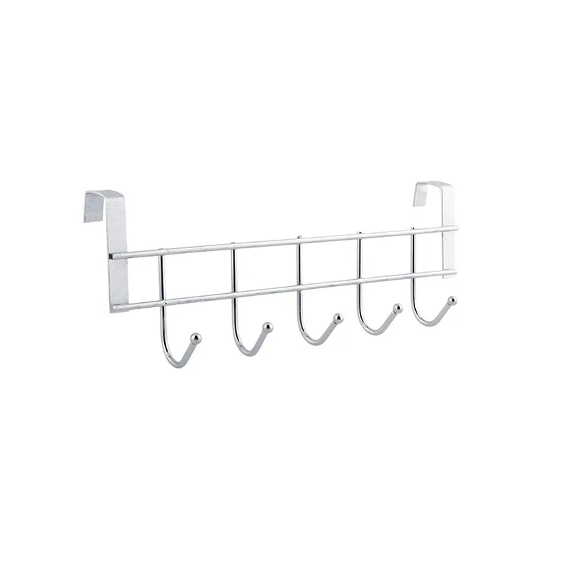 Metal Over Door Hanger, Coat Hooks Storage for Towel, Bag, Robe - 5 Hooks