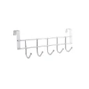 Metal Over Door Hanger, Coat Hooks Storage for Towel, Bag, Robe - 5 Hooks