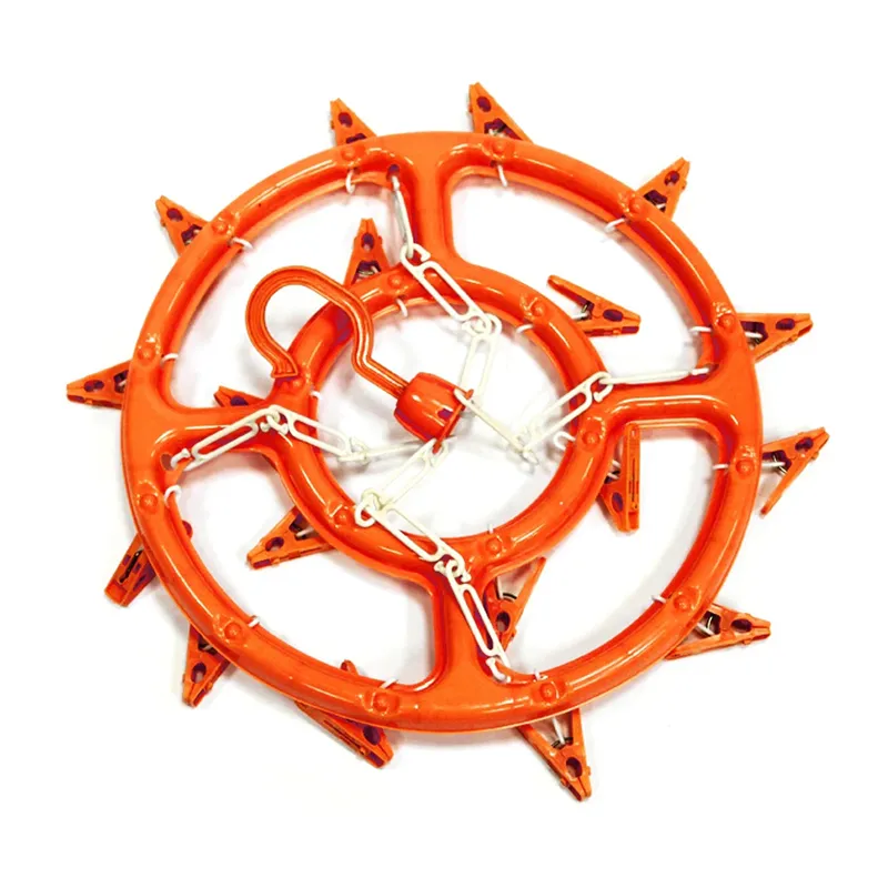 Round Clothes Hanger Hooked Pegs Heavy Duty Washing Line Hanger Home Travel Use Random Colours Random Sent